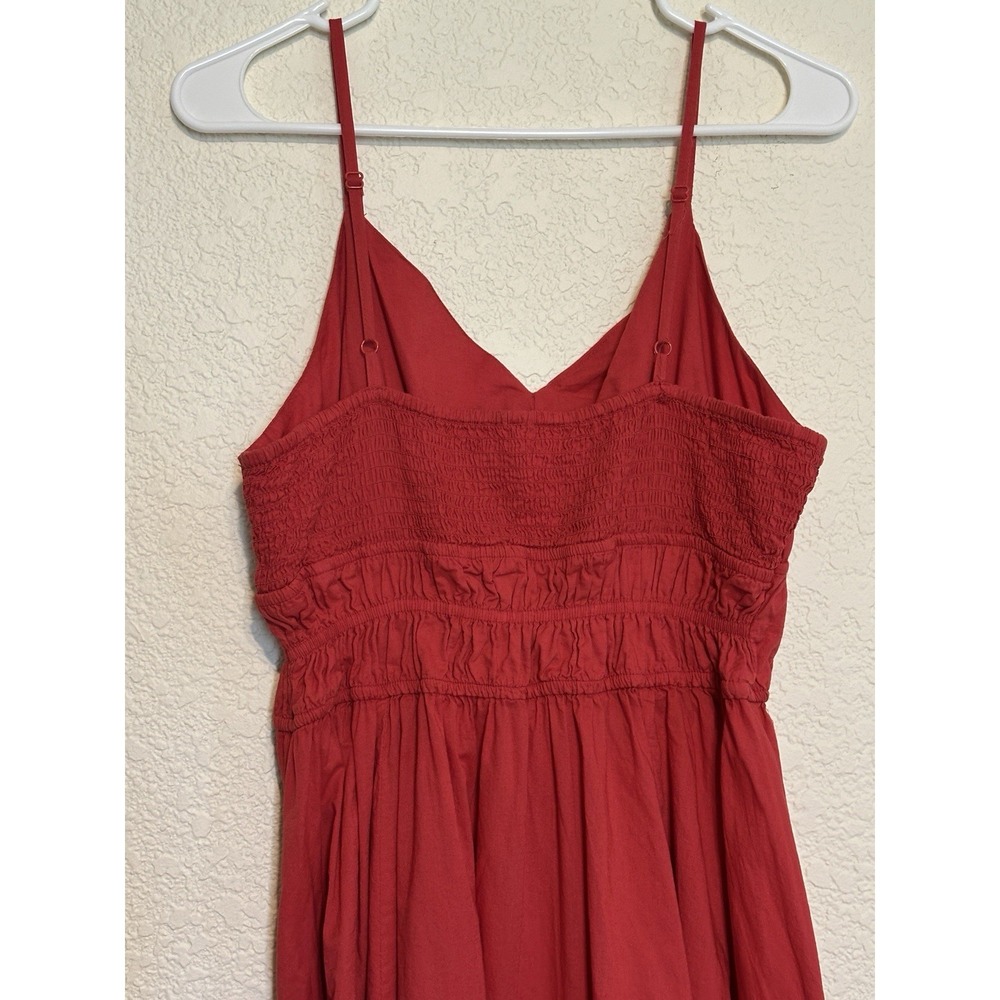 Dizzy Lizzy Red Cotton Tiered Smocked Waist Babydoll Midi Dress XL Boho - Picture 7 of 16